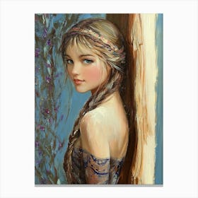 Beautiful Girl With Braids Canvas Print