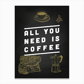 All You Need Is Coffee — coffee print, kitchen art, kitchen wall decor 2 Canvas Print
