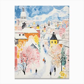 Winter Snow Salzburg   Austria Snow Illustration 1 Canvas Print