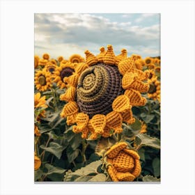 Sunflower Knitted In Crochet 5 Canvas Print