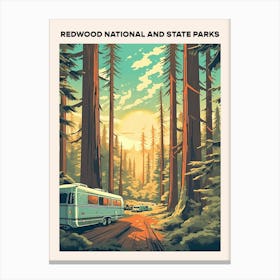 Redwood National And State Parks Midcentury Travel Poster Canvas Print