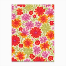 Nemesia Floral Print Retro Pattern 2 Flower Canvas Print