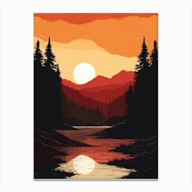 Sunset In The Forest 1 Canvas Print