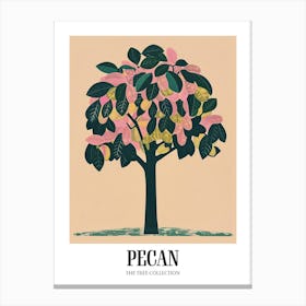 Pecan Tree Colourful Illustration 1 Poster Canvas Print