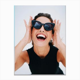 Happy Woman With Sunglasses Canvas Print