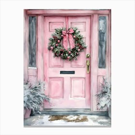 Pink Christmas Door Canvas Print