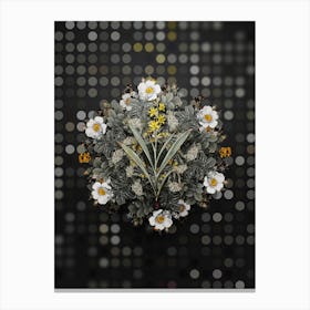 Vintage Wachendorfia Thyrsiflora Flower Wreath on Dot Bokeh Pattern n.0185 Canvas Print
