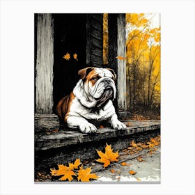 Bulldog In Autumn Stampe su tela