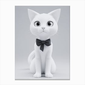 White Cat With Bow Tie Canvas Print