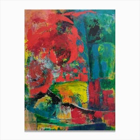 Wall Art Vibrant Abstract Expression with Red & Green Canvas Print