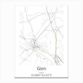 Gien,France Minimalist Map Canvas Print