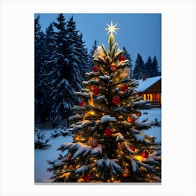 Christmas Tree In The Snow 10 Canvas Print