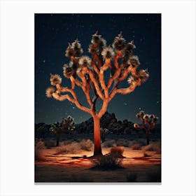  Photograph Of A Joshua Trees At Night  In A Sandy Desert 4 Canvas Print