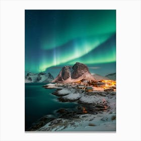 Aurora Borealis Over A Fjord Canvas Print