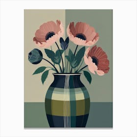 Pink Poppies In A Vase Canvas Print