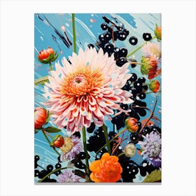 Surreal Florals Asters 7 Flower Painting Canvas Print