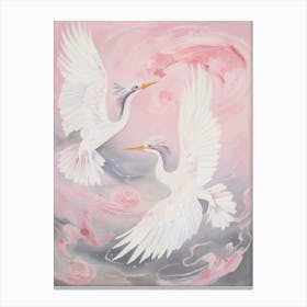Pink Ethereal Bird Painting Grebe 1 Canvas Print