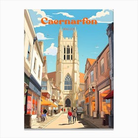 Caernarfon Wales Street view Travel Art Canvas Print