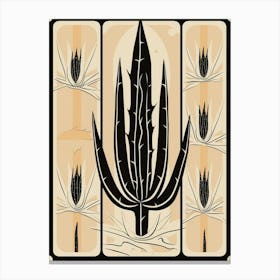 B&W Cactus Illustration Trichocereus Cactus 3 Canvas Print