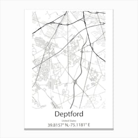 Deptford,United States Minimalist Map Canvas Print