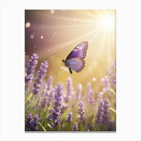 Butterfly On Lavender Canvas Print