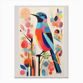Colourful Scandi Bird Swallow 3 Canvas Print