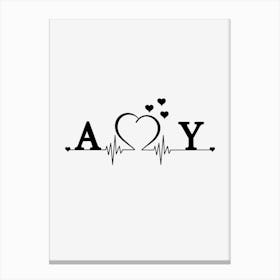 Personalized Couple Name Initial A And Y Canvas Print