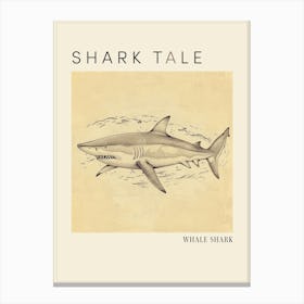Whale Shark Vintage Illustration 4 Poster Canvas Print