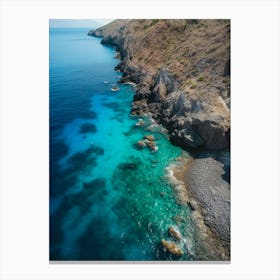 Aerial View Of A Rocky Coastline Canvas Print