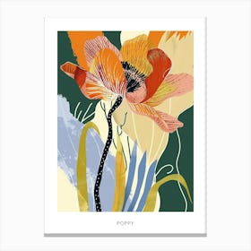 Colourful Flower Illustration Poster Poppy 4 Canvas Print