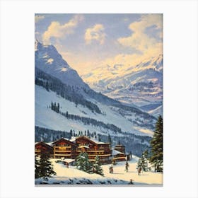 La Parva, Chile Ski Resort Vintage Landscape 1 Skiing Poster Canvas Print