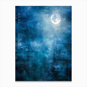 Abstract Grunge Pattern Backlit By A Luminous Moon Cutting Through A Foggy Night Sky Texture Palpa (3) Canvas Print