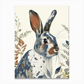 English Spot Blockprint Rabbit Illustration 8 Canvas Print
