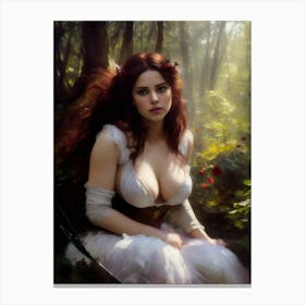 Fairy In The Woods princess fantasy art forest woods sunset Canvas Print