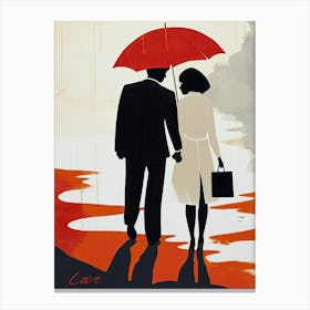 Couple Holding Umbrella, Valentine's Day Canvas Print