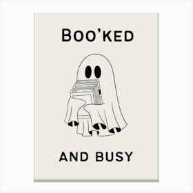 Boo’ked And Busy | Cute Ghost Reading 1 Canvas Print