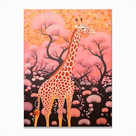 Abstract Giraffe Orange & Pink Portrait 5 Canvas Print