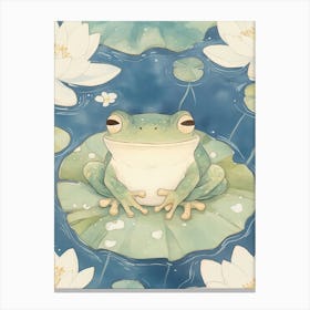 Frog Chilling on Lotus Leaf Canvas Print