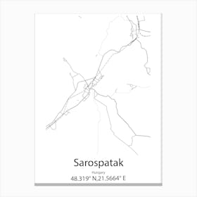 Sarospatak,Hungary Minimalist Map Canvas Print