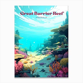 Great Barrier Reef Australia Underwater Travel Art Illustration Canvas Print