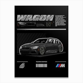 Bmw F31 Wagon Black Canvas Print