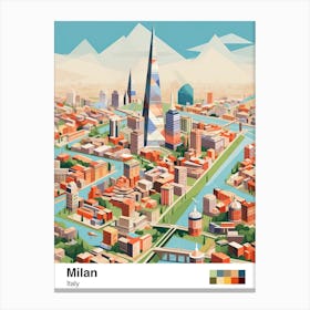 Milan, Italy, Geometric Illustration 4 Poster Canvas Print