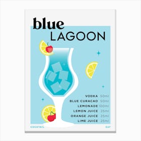 Blue Lagoon in Blue Cocktail Recipe Canvas Print