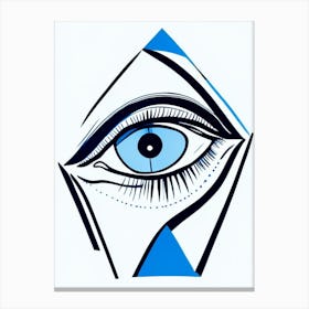 Psychic Abilities, Symbol, Third Eye Blue & White 3 Canvas Print
