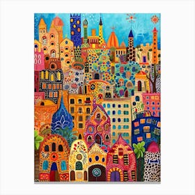 Kitsch Colourful Old Cityscape 4 Canvas Print