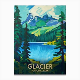 Glacier National Park Vintage Travel Poster 11 Canvas Print