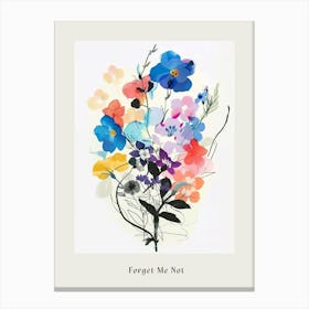 Forget Me Not 1 Collage Flower Bouquet Poster Canvas Print