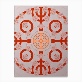 Geometric Abstract Glyph Circle Array in Tomato Red n.0238 Canvas Print