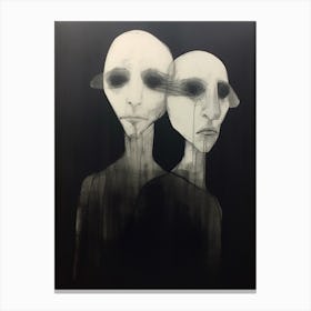 Sketches Of Two Faces Charcoal Portrait 3 Canvas Print