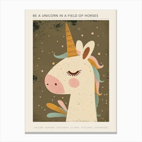 Unicorn Pink Blue Muted Pastels Poster Canvas Print